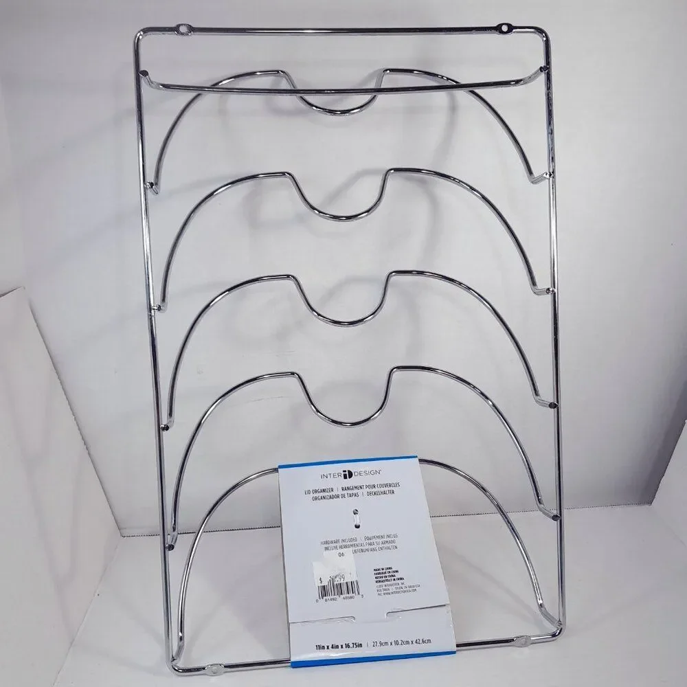 NEW Interdesign lid organizer rack metal for pots pans‎ Inter Design for door